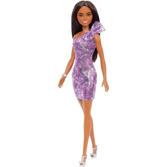 barbie fashionistas purple dress Barbie Fashionistas Doll #245 in Purple Striped Dress, Autistic Barbie With Accessories